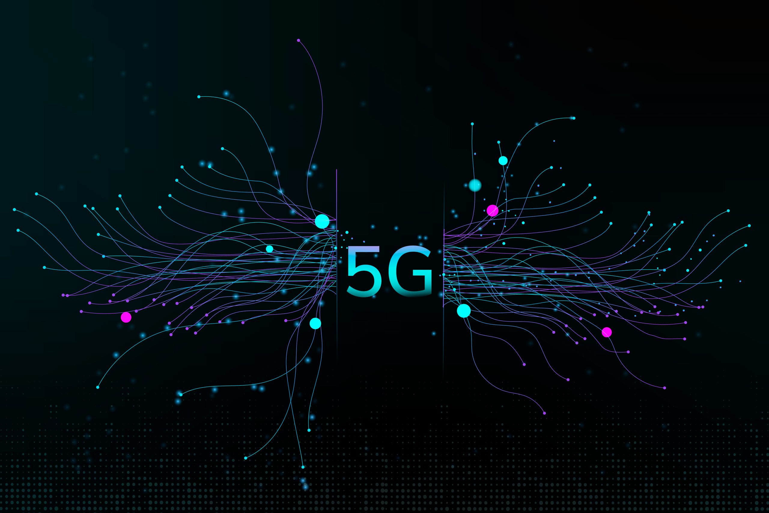 Technology particle dots 5G digital corporate background